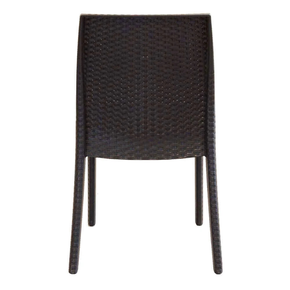 Sedia da giardino Virginia Taupe Marrone (Tortora) in plastica stampata effetto Wicker, resistente agli UV, panoramica posteriore