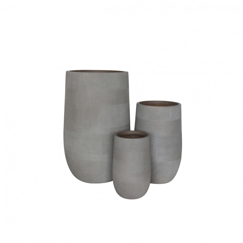 Set 3 Vasi Fiordaliso in Fibra Sintetica Taupe - VA801008-TAUP - foto 3