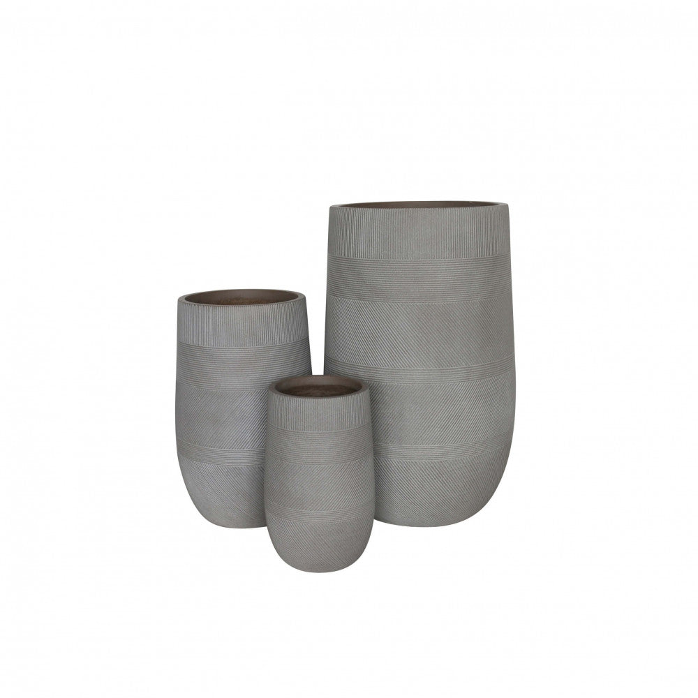 Set 3 Vasi Fiordaliso in Fibra Sintetica Taupe - VA801008-TAUP - foto 4