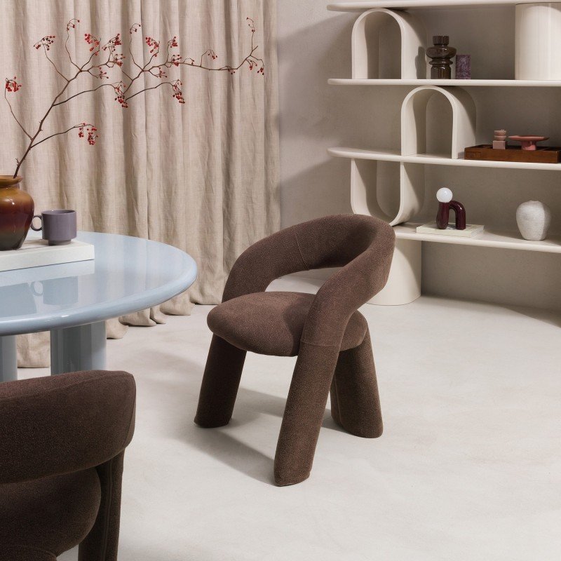 Set da 2 poltroncine Lise marroni dalle forme tonde - NN-LIS-UPH-ARM-BRO-689 - foto 2