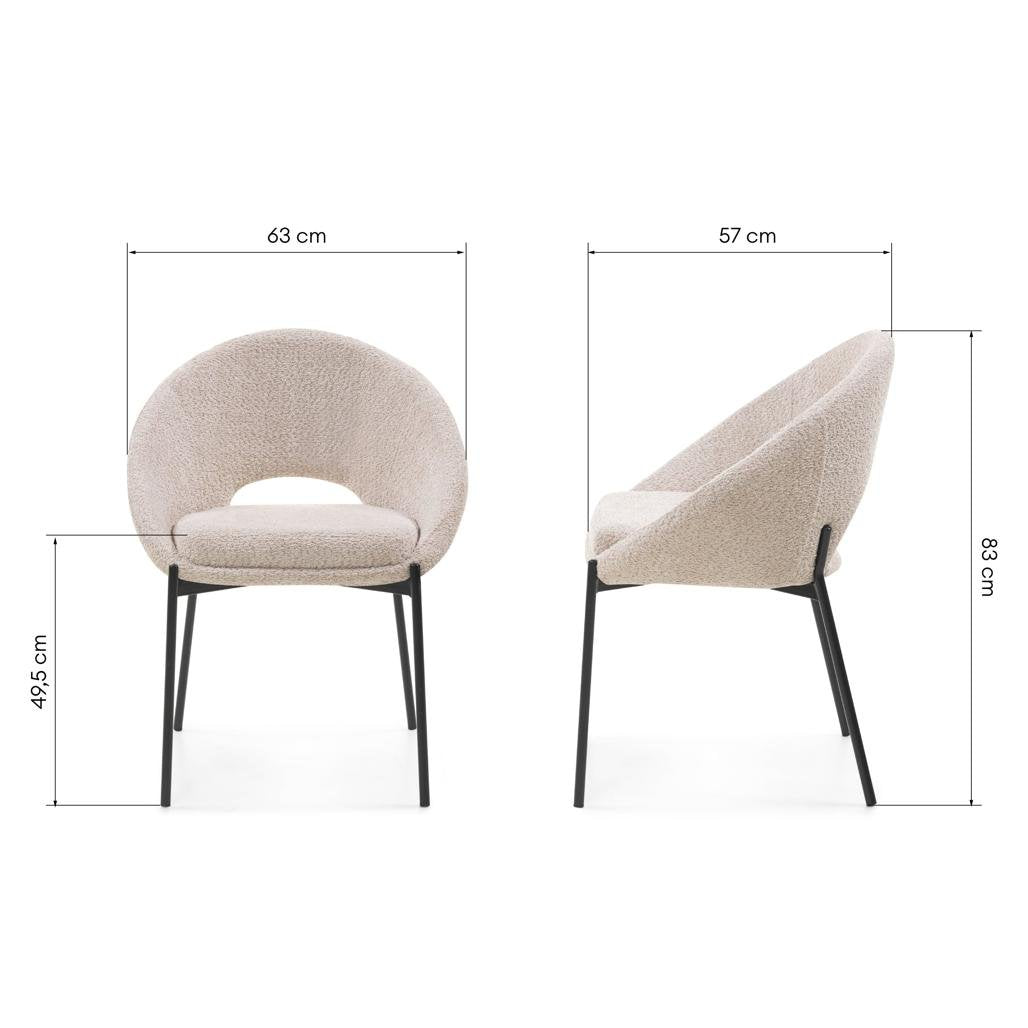 Set da 2 sedie Dean beige con gambe nere - NN-DEA-UPH-CHA-BEI-151 - foto 9