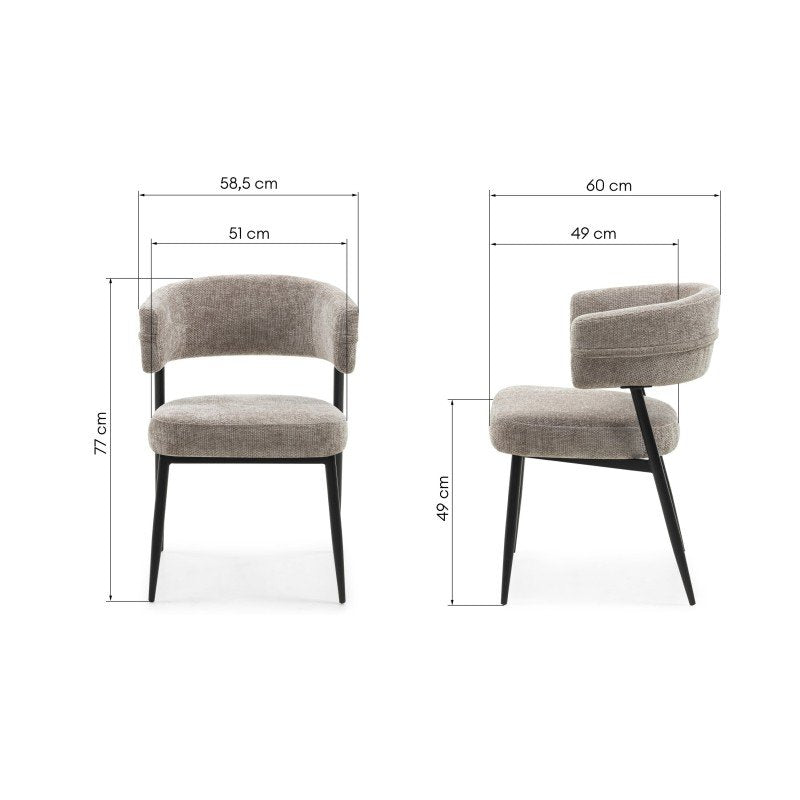 Set da 2 sedie imbottite Osario beige con gambe nere - NN-OSA-UPH-CHA-BEI-611 - foto 9