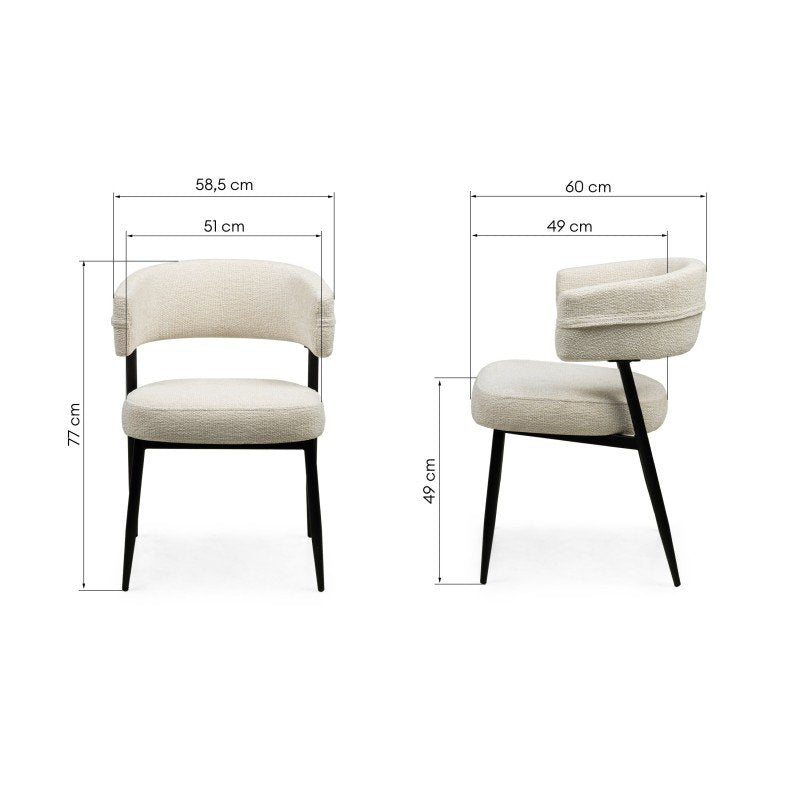 Set da 2 sedie imbottite Osario crema con gambe nere - NN-OSA-UPH-CHA-CRE-612 - foto 8