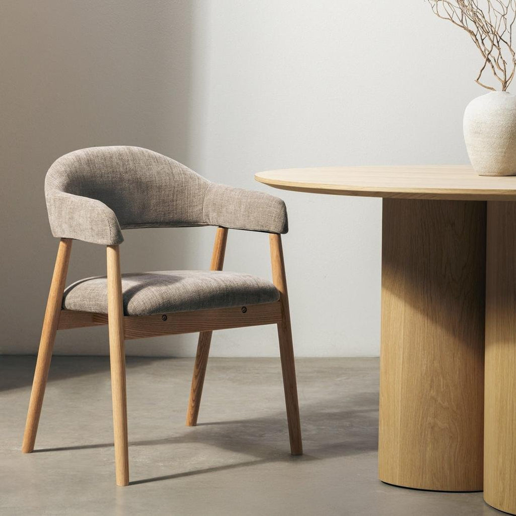 Set da 2 sedie Laris beige scuro con gambe in rovere - NN-LAR-UPH-CHA-BEI-283 - foto 2