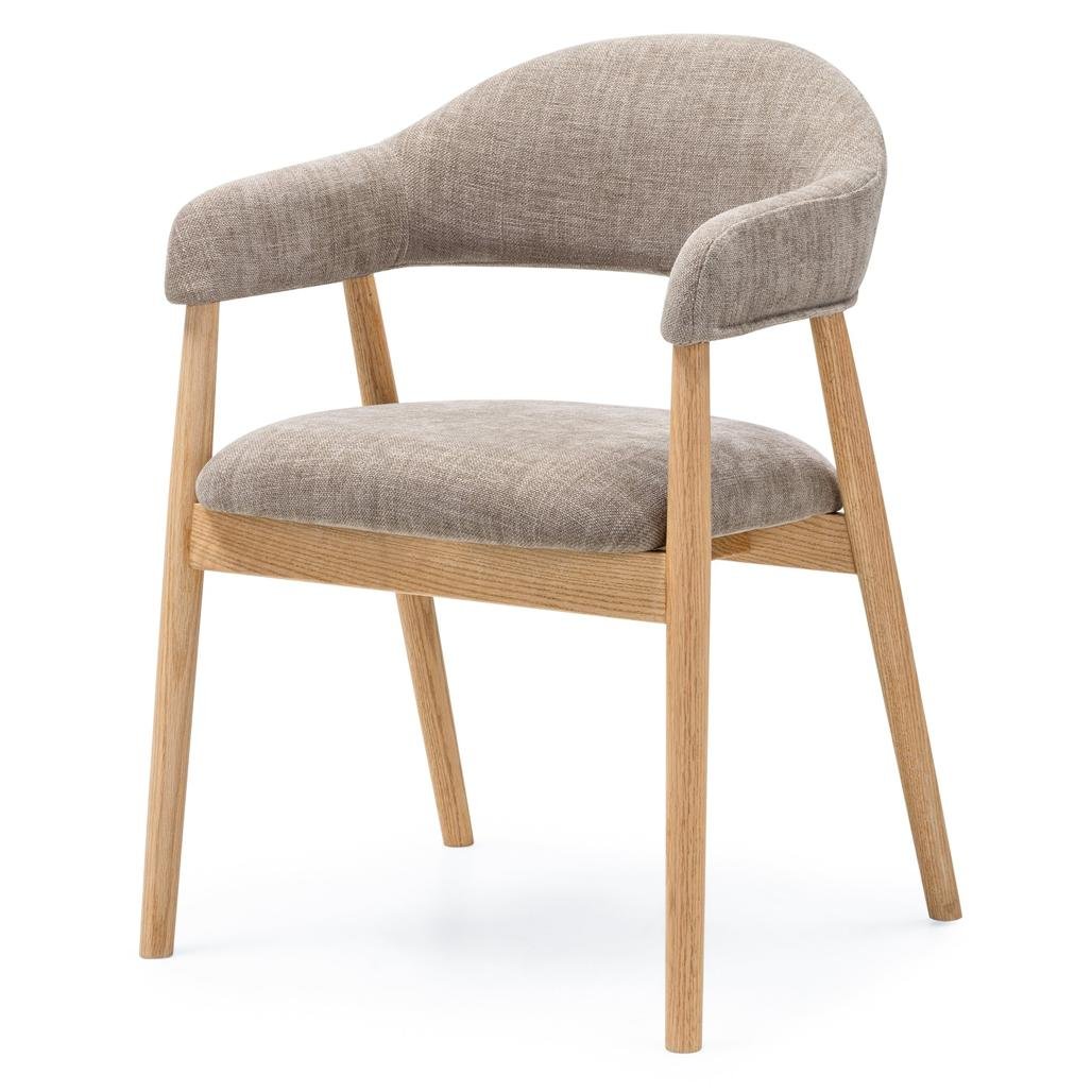 Set da 2 sedie Laris beige scuro con gambe in rovere - NN-LAR-UPH-CHA-BEI-283 - foto 6