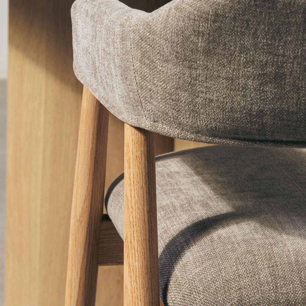 Set da 2 sedie Laris beige scuro con gambe in rovere - NN-LAR-UPH-CHA-BEI-283 - foto 8