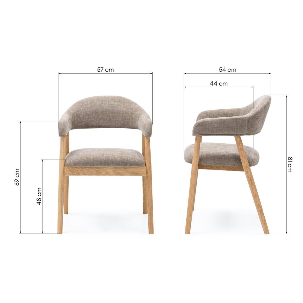 Set da 2 sedie Laris beige scuro con gambe in rovere - NN-LAR-UPH-CHA-BEI-283 - foto 9