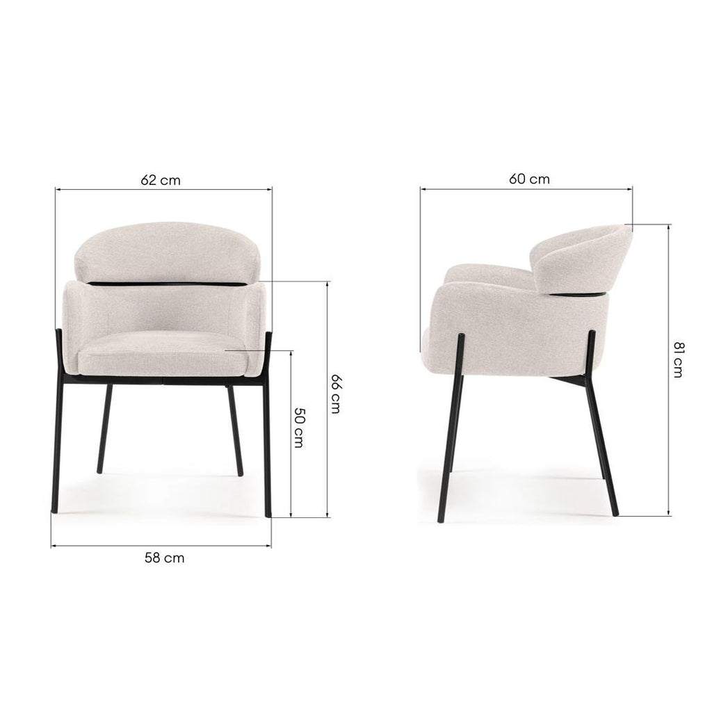 Set da 2 sedie Mareo beige chiaro con braccioli - NN-MAR-UPH-CHA-BEI-111 - foto 11