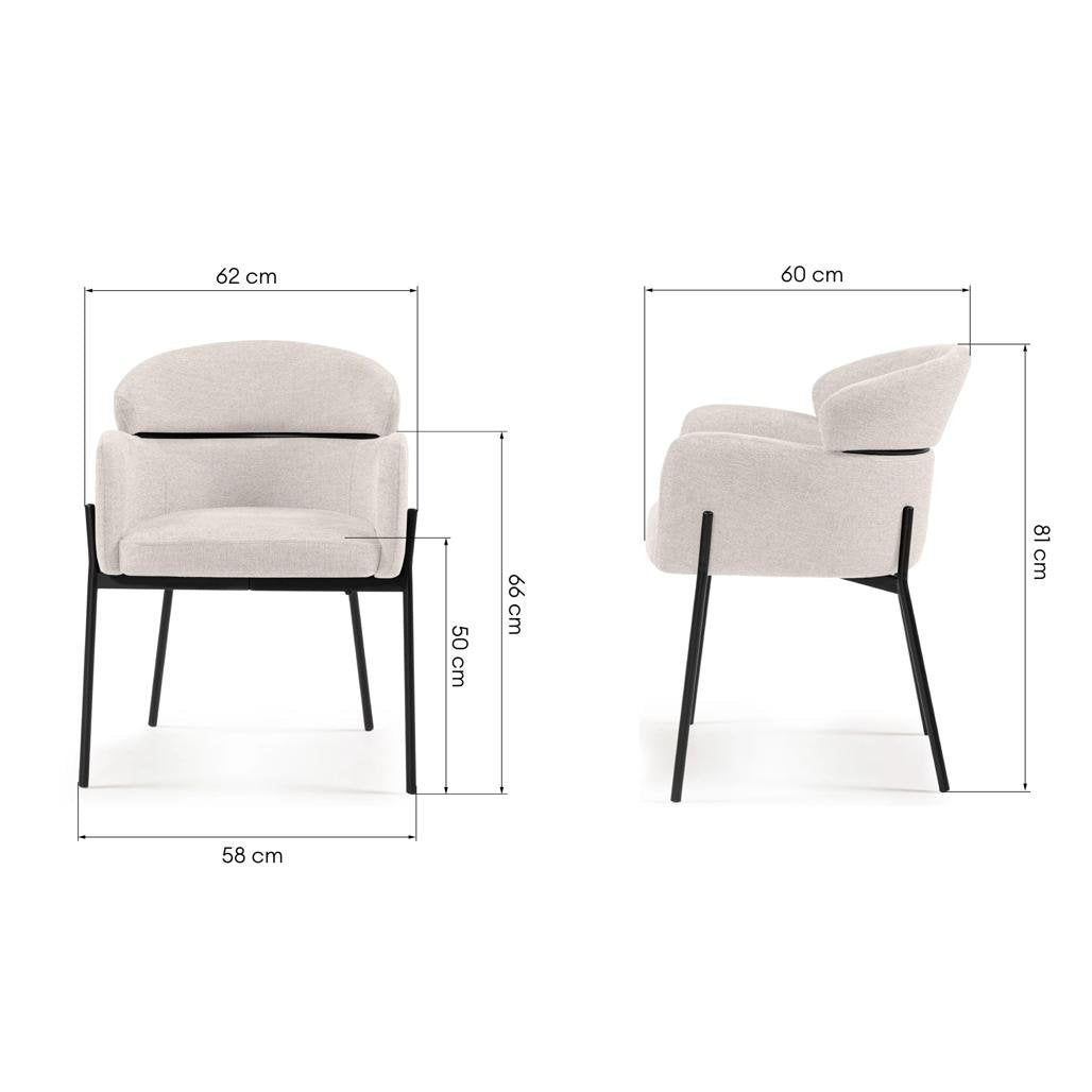Set da 2 sedie Mareo beige chiaro con braccioli - NN-MAR-UPH-CHA-BEI-111 - foto 11