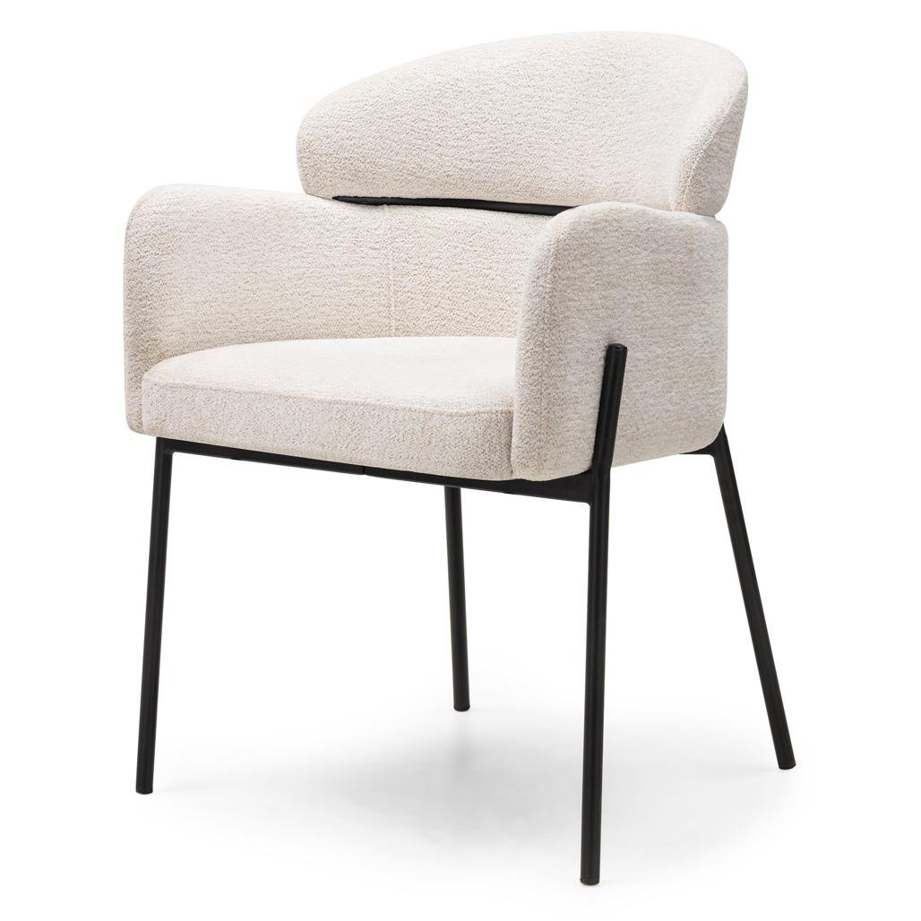 Set da 2 sedie Mareo ecrù con braccioli e gambe nere - NN-MAR-UPH-CHA-CRE-285