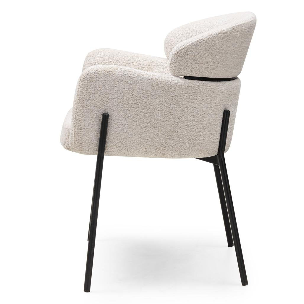 Set da 2 sedie Mareo ecrù con braccioli e gambe nere - NN-MAR-UPH-CHA-CRE-285 - foto 4