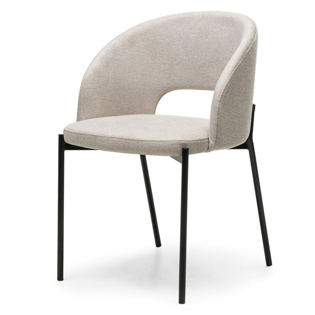 Set da 2 sedie Mores beige con gambe nere - NN-MOR-UPH-ARM-BEI-107