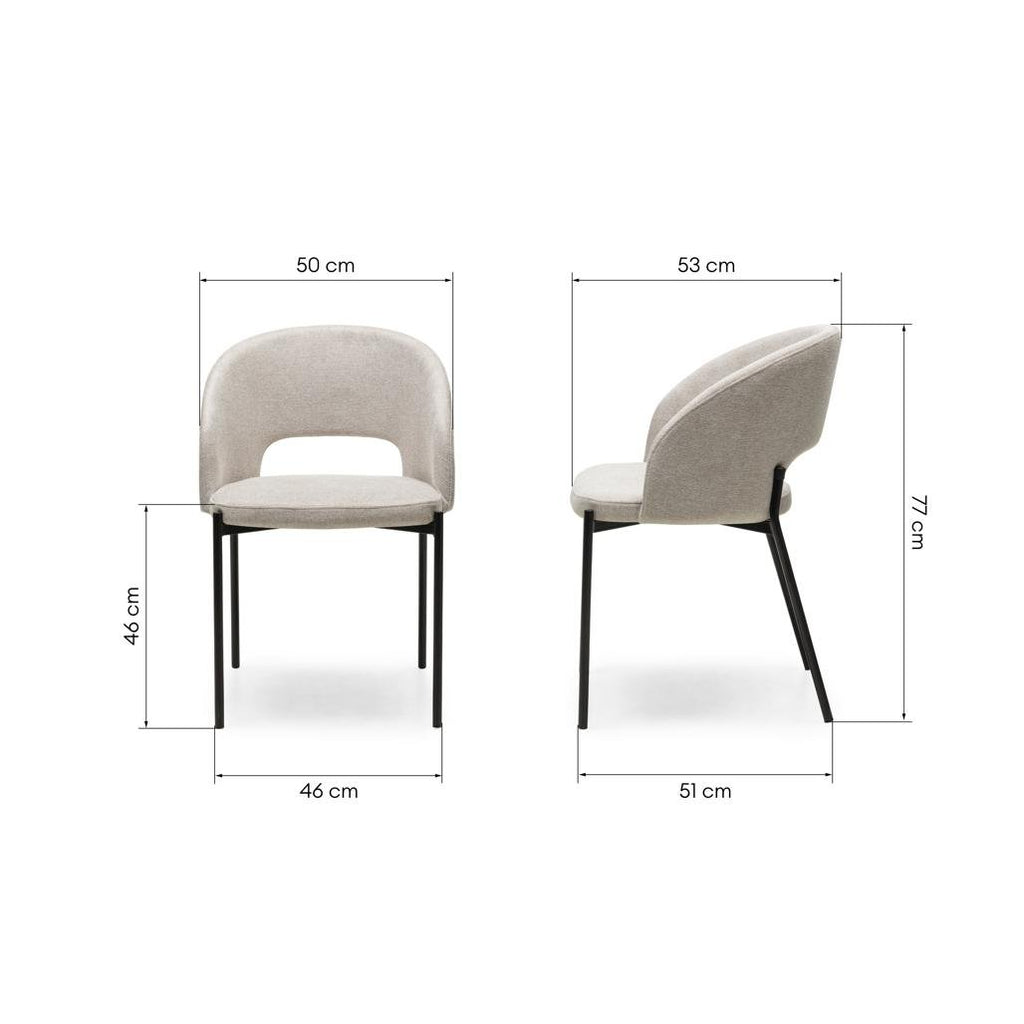 Set da 2 sedie Mores beige con gambe nere - NN-MOR-UPH-ARM-BEI-107 - foto 9
