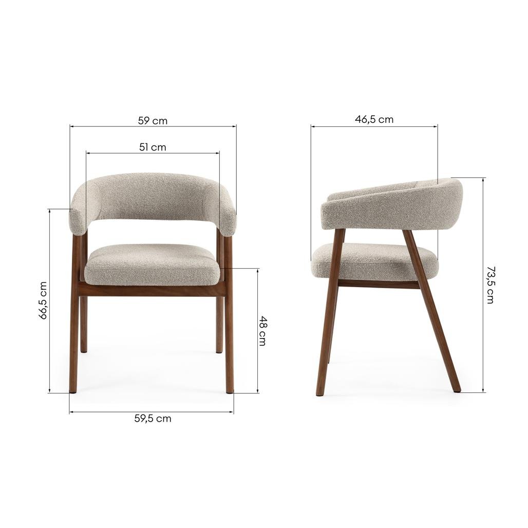 Set da 2 sedie Mue marrone chiaro con gambe in rovere noce - NN-MUE-UPH-CHA-BEI-349 - foto 6