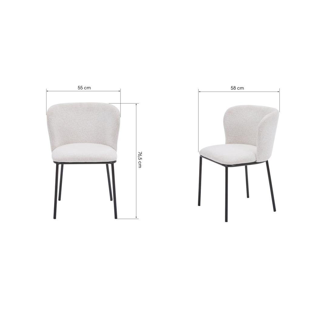 Set da 2 sedie Nika ecrù con gambe nere - NN-NIK-UPH-CHA-LIGBEI-138 - foto 9