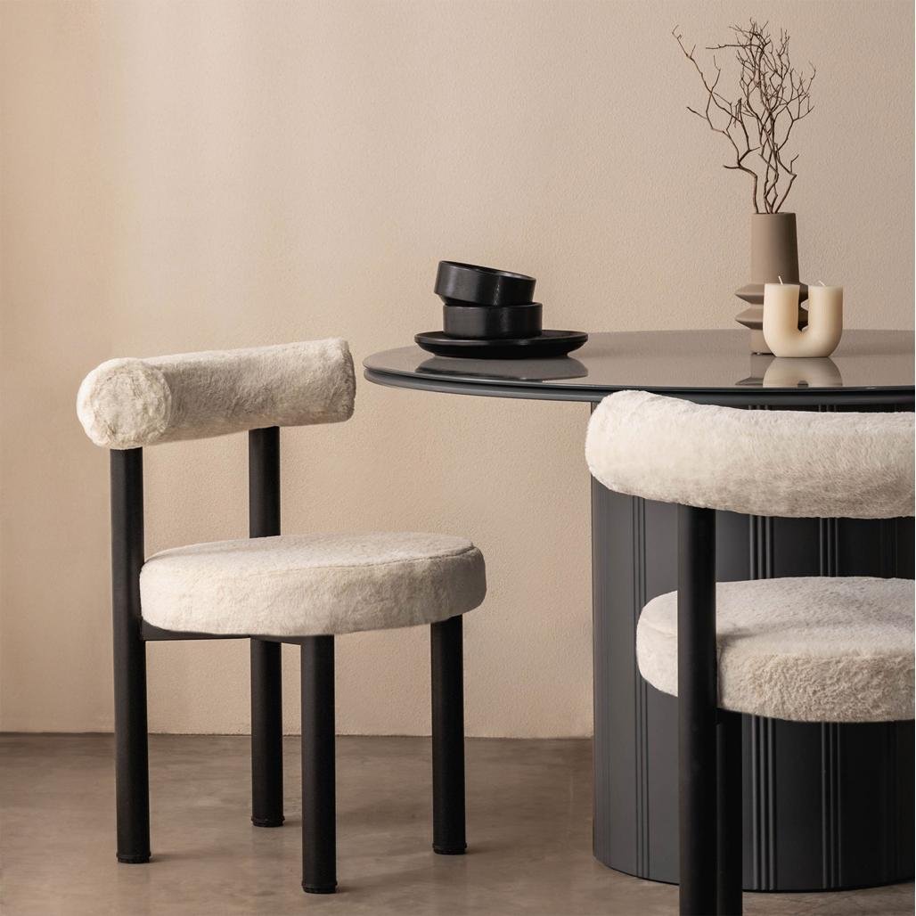 Set da 2 sedie Perer ecrù con gambe nere - NN-PER-UPH-CHA-LIGBEI-136 - foto 2