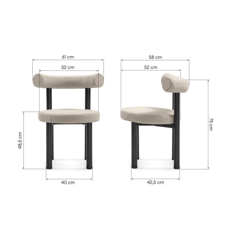 Set da 2 sedie Perer III in bouclé tortora con gambe nere - NN-PER-UPH-CHA-BEI-538 - foto 3