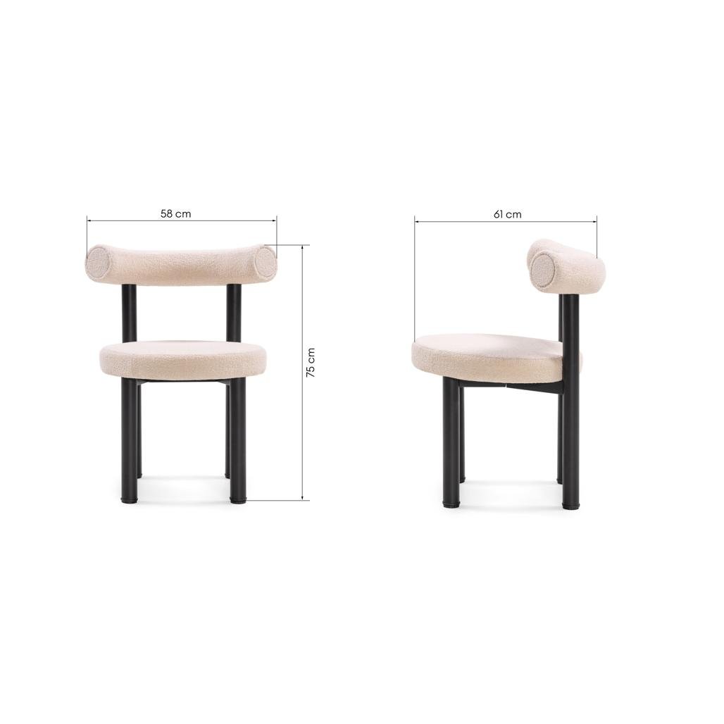 Set da 2 sedie Perer in bouclé beige con gambe nere - NN-PER-UPH-CHA-BEI-137 - foto 8