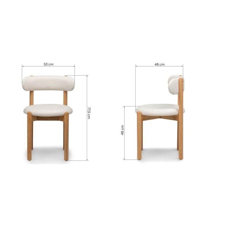 Set da 2 sedie Yang crema con gambe in legno naturale - NN-YAN-UPH-CHA-NATWOO-416 - foto 3