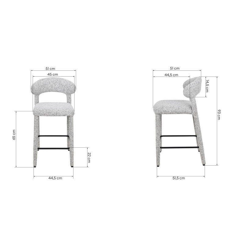 Set da 2 sgabelli imbottiti Iroki melange beige grigio - NN-IRO-UPH-STO-LIGGRE-501 - foto 4