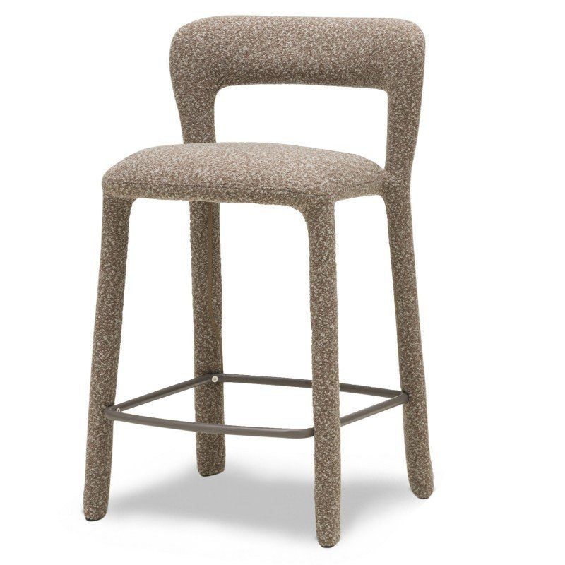 Set da 2 sgabelli Irokiii in bouclé marrone grigio - NN-IRO-UPH-STO-BRO-667