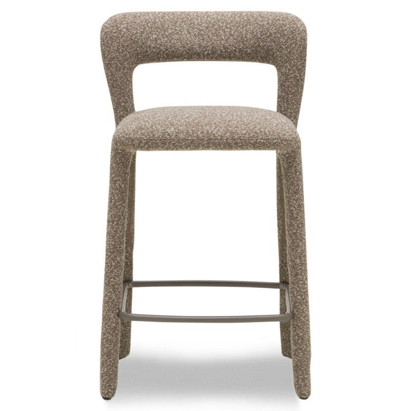 Set da 2 sgabelli Irokiii in bouclé marrone grigio - NN-IRO-UPH-STO-BRO-667 - foto 2