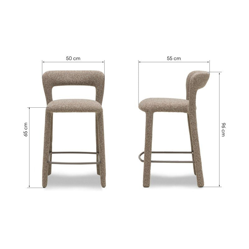 Set da 2 sgabelli Irokiii in bouclé marrone grigio - NN-IRO-UPH-STO-BRO-667 - foto 7