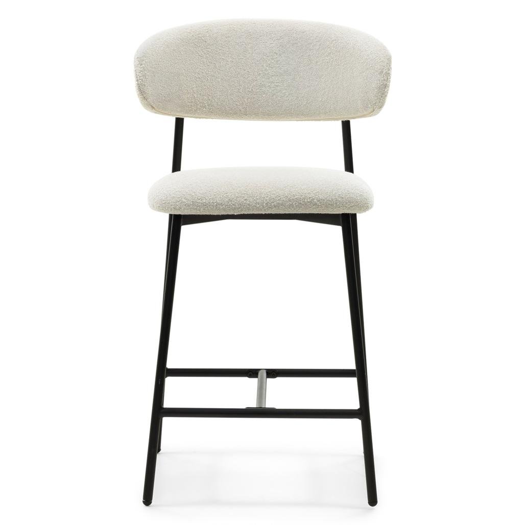 Set da 2 sgabelli Loro in bouclé crema con gambe nere - NN-LOR-UPH-STO-CRE-211