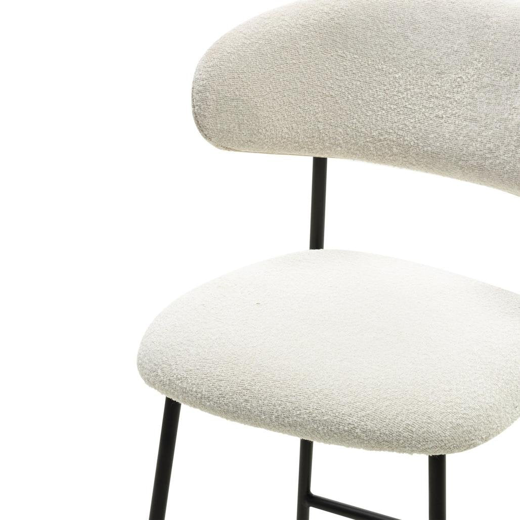 Set da 2 sgabelli Loro in bouclé crema con gambe nere - NN-LOR-UPH-STO-CRE-211 - foto 3