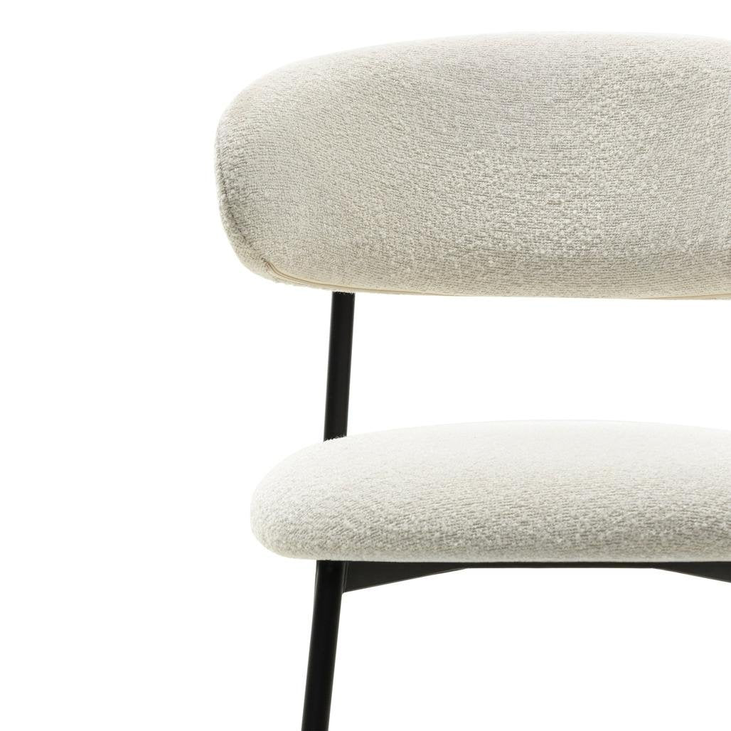 Set da 2 sgabelli Loro in bouclé crema con gambe nere - NN-LOR-UPH-STO-CRE-211 - foto 5