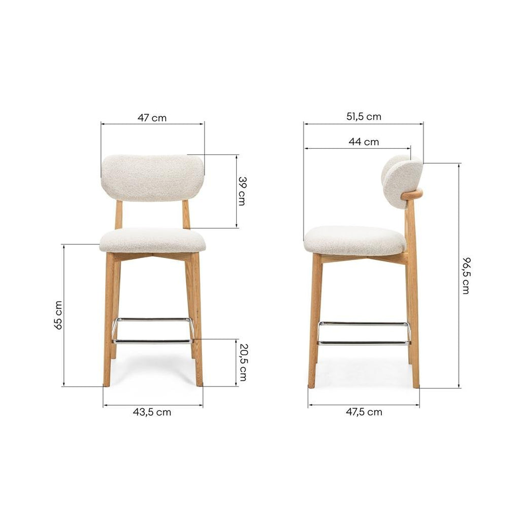 Set da 2 sgabelli Mia crema con gambe in rovere - NN-MIA-UPH-STO-CRE-281 - foto 8