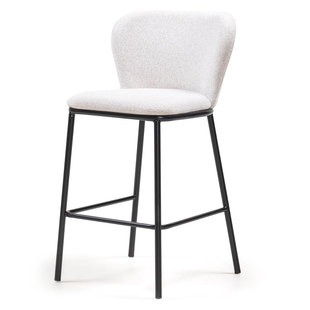Set da 2 sgabelli Nika ecrù con gambe nere - NN-NIK-UPH-STO-LIGBEI-139