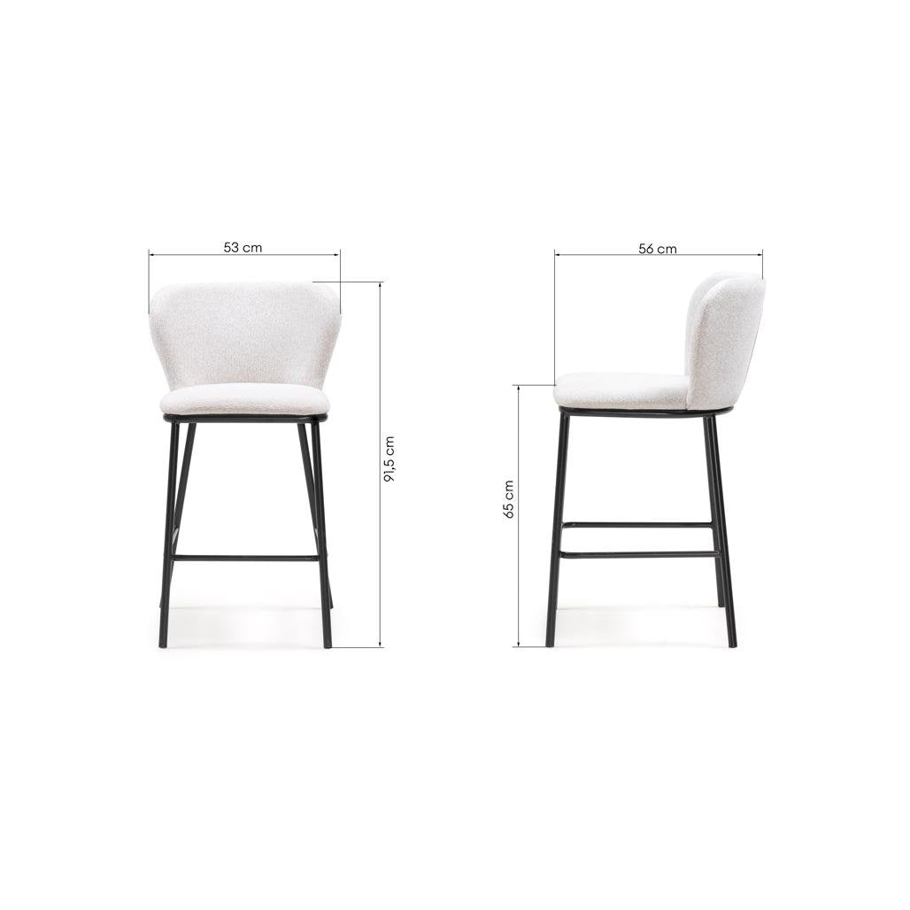 Set da 2 sgabelli Nika ecrù con gambe nere - NN-NIK-UPH-STO-LIGBEI-139 - foto 5