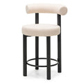Set da 2 sgabelli Perer in bouclé beige con gambe nere - NN-PER-UPH-STO-BEI-603