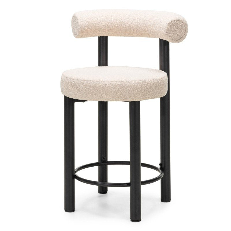 Set da 2 sgabelli Perer in bouclé beige con gambe nere - NN-PER-UPH-STO-BEI-603
