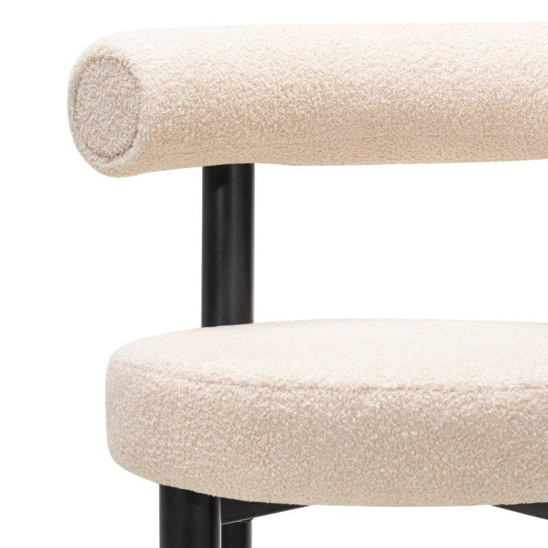 Set da 2 sgabelli Perer in bouclé beige con gambe nere - NN-PER-UPH-STO-BEI-603 - foto 4