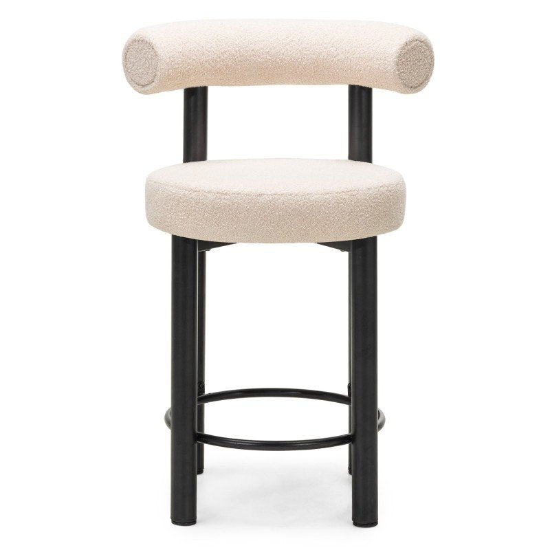 Set da 2 sgabelli Perer in bouclé beige con gambe nere - NN-PER-UPH-STO-BEI-603 - foto 5
