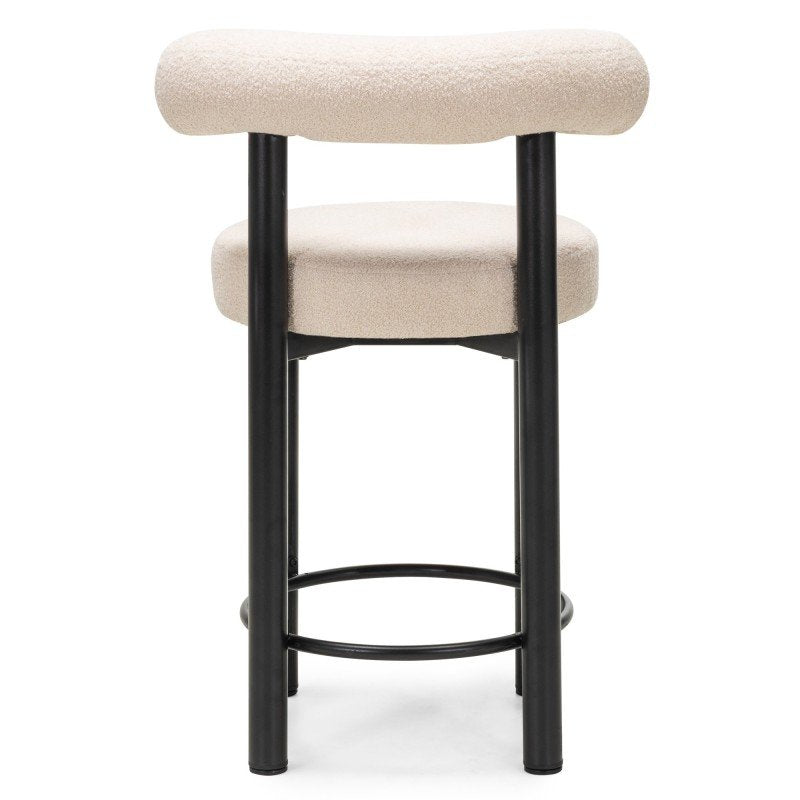 Set da 2 sgabelli Perer in bouclé beige con gambe nere - NN-PER-UPH-STO-BEI-603 - foto 8