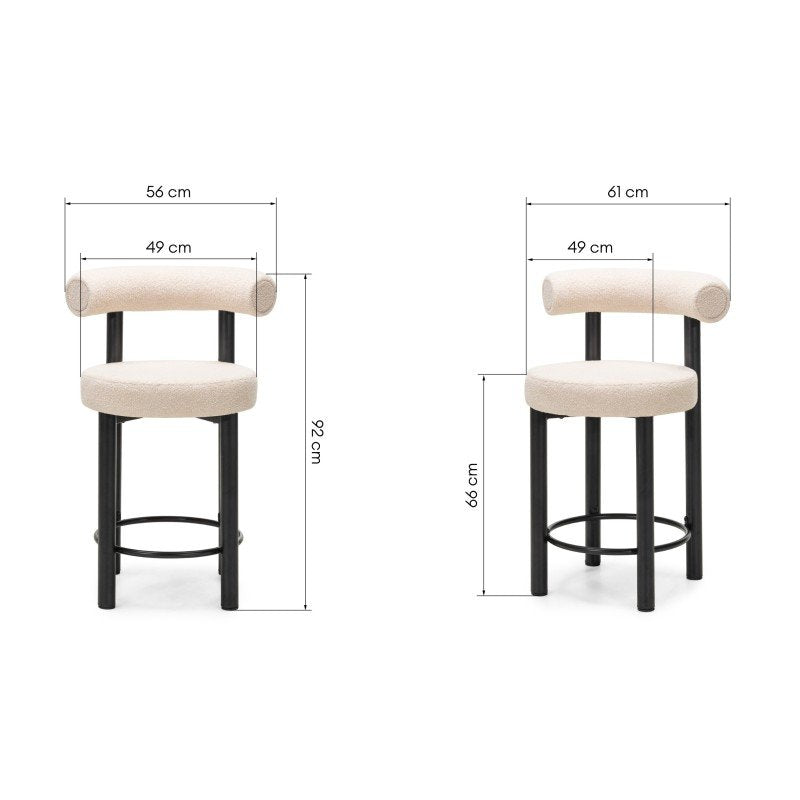 Set da 2 sgabelli Perer in bouclé beige con gambe nere - NN-PER-UPH-STO-BEI-603 - foto 9