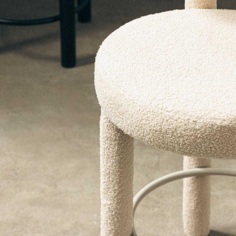 Set da 2 sgabelli Perrier in bouclé beige - NN-PER-UPH-STO-BEI-618 - foto 3