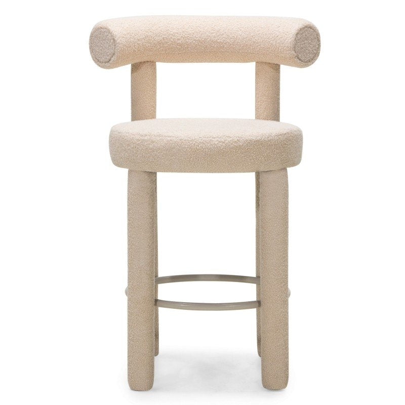 Set da 2 sgabelli Perrier in bouclé beige - NN-PER-UPH-STO-BEI-618 - foto 5