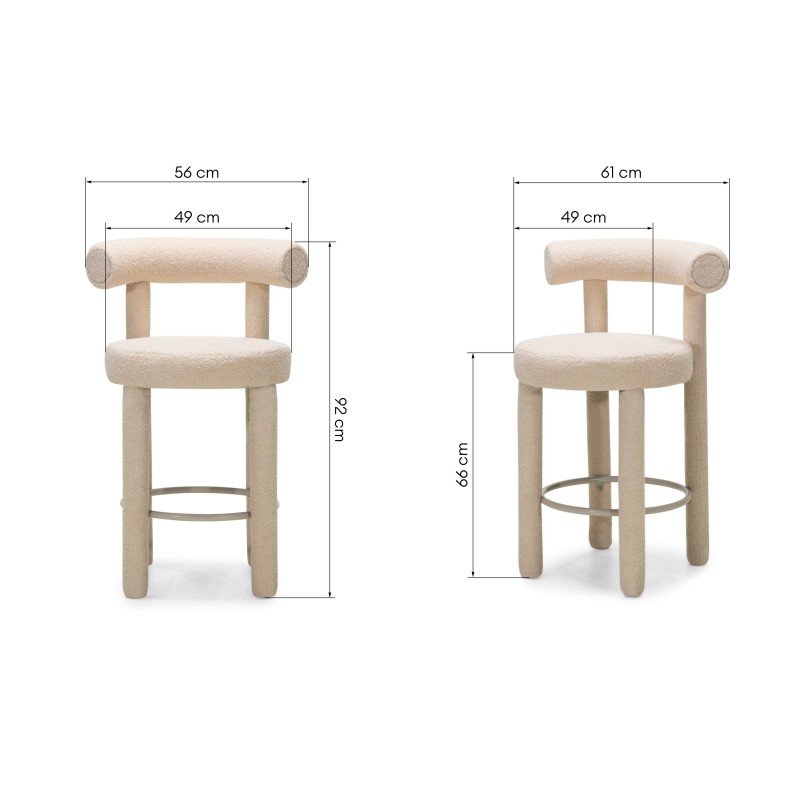 Set da 2 sgabelli Perrier in bouclé beige - NN-PER-UPH-STO-BEI-618 - foto 9
