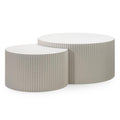 Set da 2 tavolini Zoe grigio beige con scanalature - NN-ZOE-FUR-COFTAB-LIGGRE-194