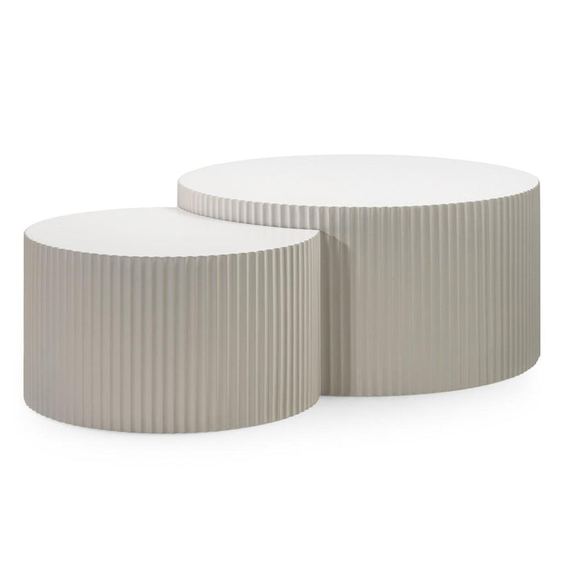 Set da 2 tavolini Zoe grigio beige con scanalature - NN-ZOE-FUR-COFTAB-LIGGRE-194