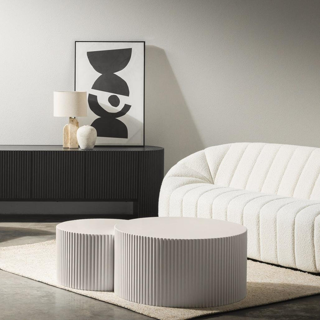 Set da 2 tavolini Zoe grigio beige con scanalature - NN-ZOE-FUR-COFTAB-LIGGRE-194 - foto 2