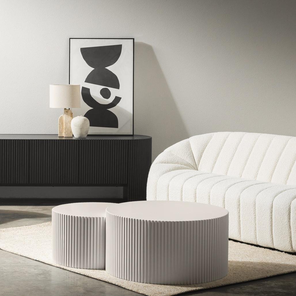 Set da 2 tavolini Zoe grigio beige con scanalature - NN-ZOE-FUR-COFTAB-LIGGRE-194 - foto 2