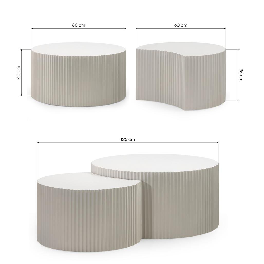 Set da 2 tavolini Zoe grigio beige con scanalature - NN-ZOE-FUR-COFTAB-LIGGRE-194 - foto 3