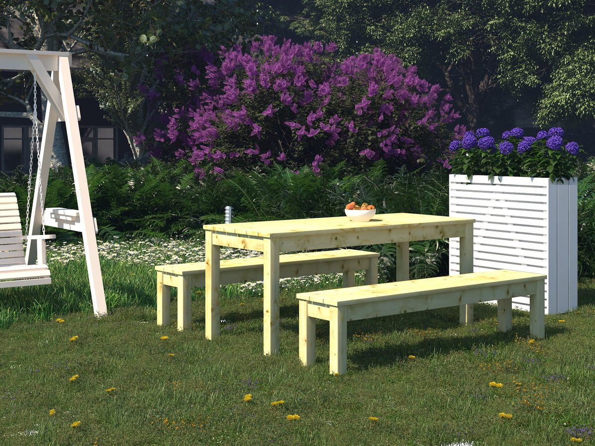Set da giardino Sanne con tavolo e panche 180 cm in pino - 100821 - foto 2
