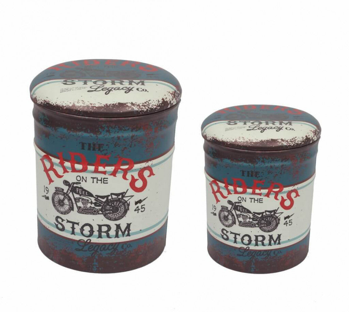 Cosma Set di Pouf Contenitore con Stampa Vintage