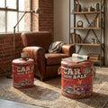 Set di 2 pouf contenitore Cosma rossi con stampa vintage Car Sale